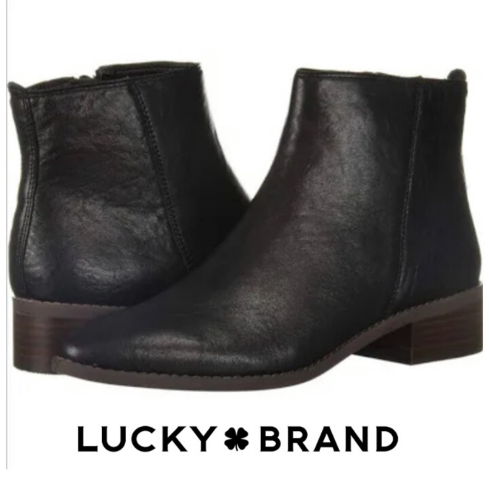 Lucky Brand Lenree Black Leather Ankle Boots